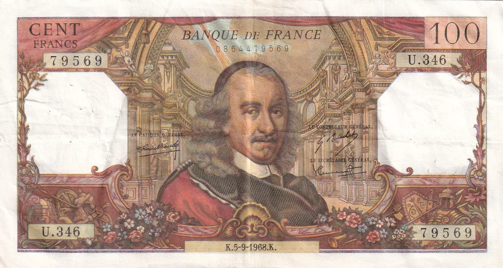 France 100 Francs Corneille Rare Note #B2