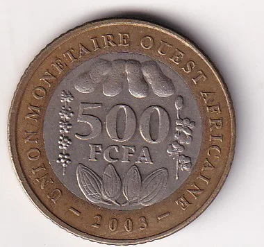Western African States 500 Francs CFA 2003 Rare Bimetallic Coin#R-60