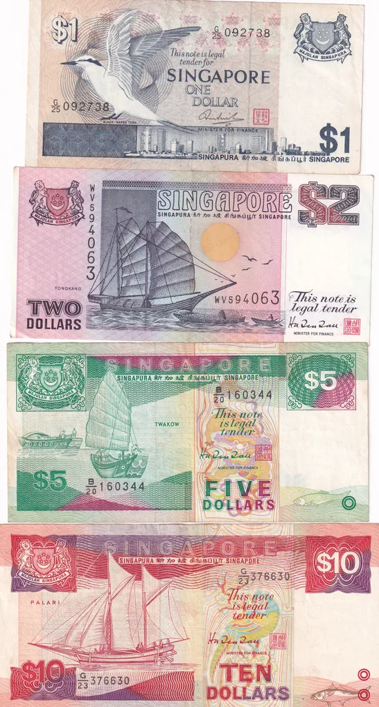 SINGAPORE 7 DIFFERENT DENOMINATION COMPLETE SET RARE ( 7 NOTE SET )