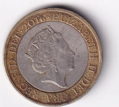 United Kingdom 2 Pounds 2016 - Elizabeth II 5th portrait; Britannia Bimetallic rare Coin #R-56