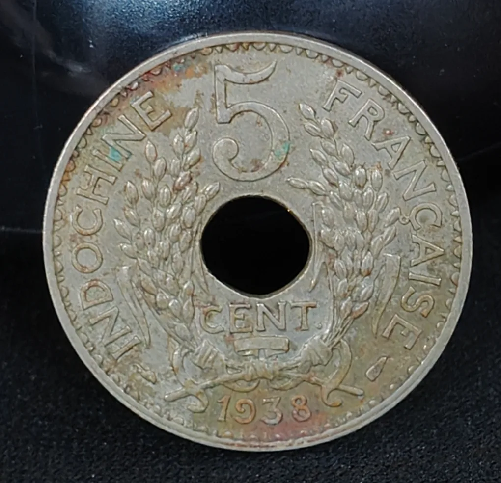 French Indochina 5 Cents -1938 Copper-nickel rare coin #R-67