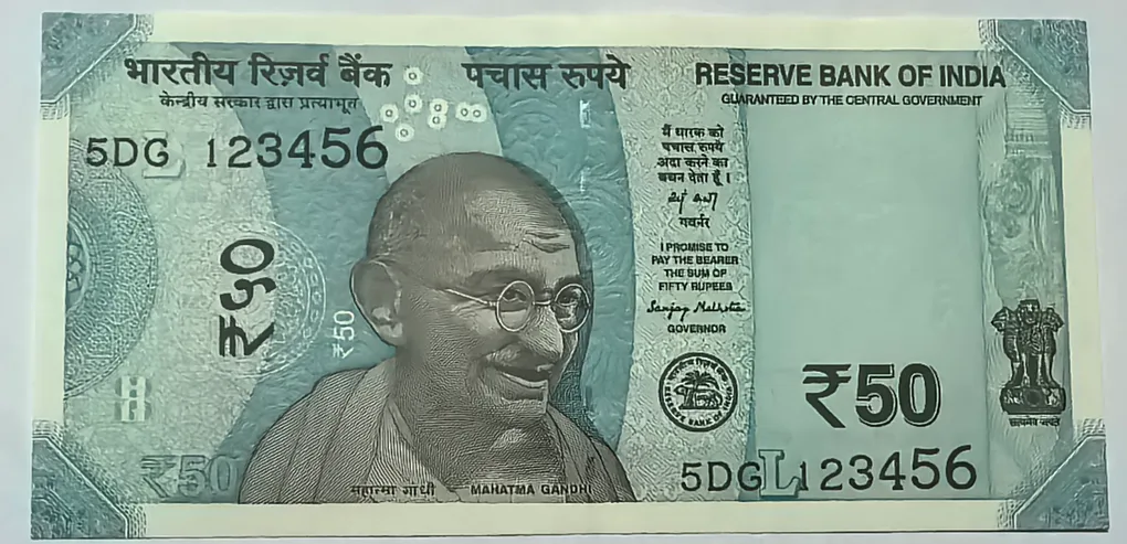 50 Rs Fancy 123456 Sign By Sanjay Mehrotra Note UNC RARE