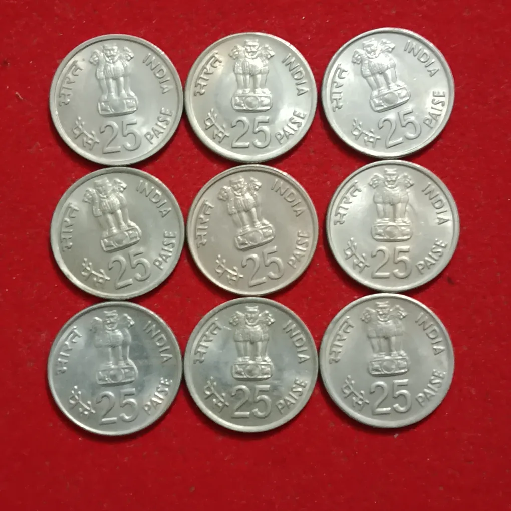 25 Paise IX Asian Games Delhi 1982 Year Bombay Mint UNC Condition 9 Pcs Given