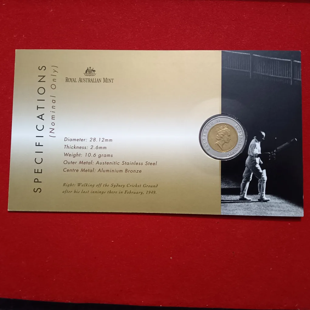Ex Rare 1997 Australian Legends Sir Donald Bradman $5 bimetallic Uncirculated Proof Coin Issue Royal Australian Mint