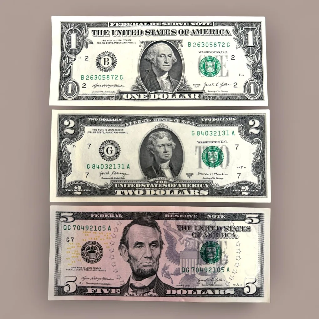 USA 1 Dollar 2 Dollar and 5 Dollar Issue UNC Unique World Banknote Collection Unique And Rare
