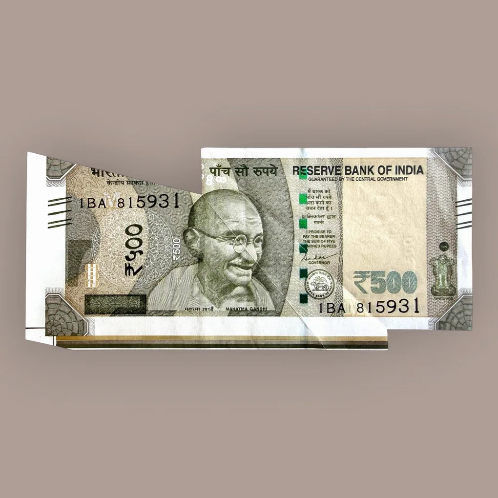 Rs 500 India Banknote Massive Butterfly extra Paper Error Very Unique and Rare Misprint
