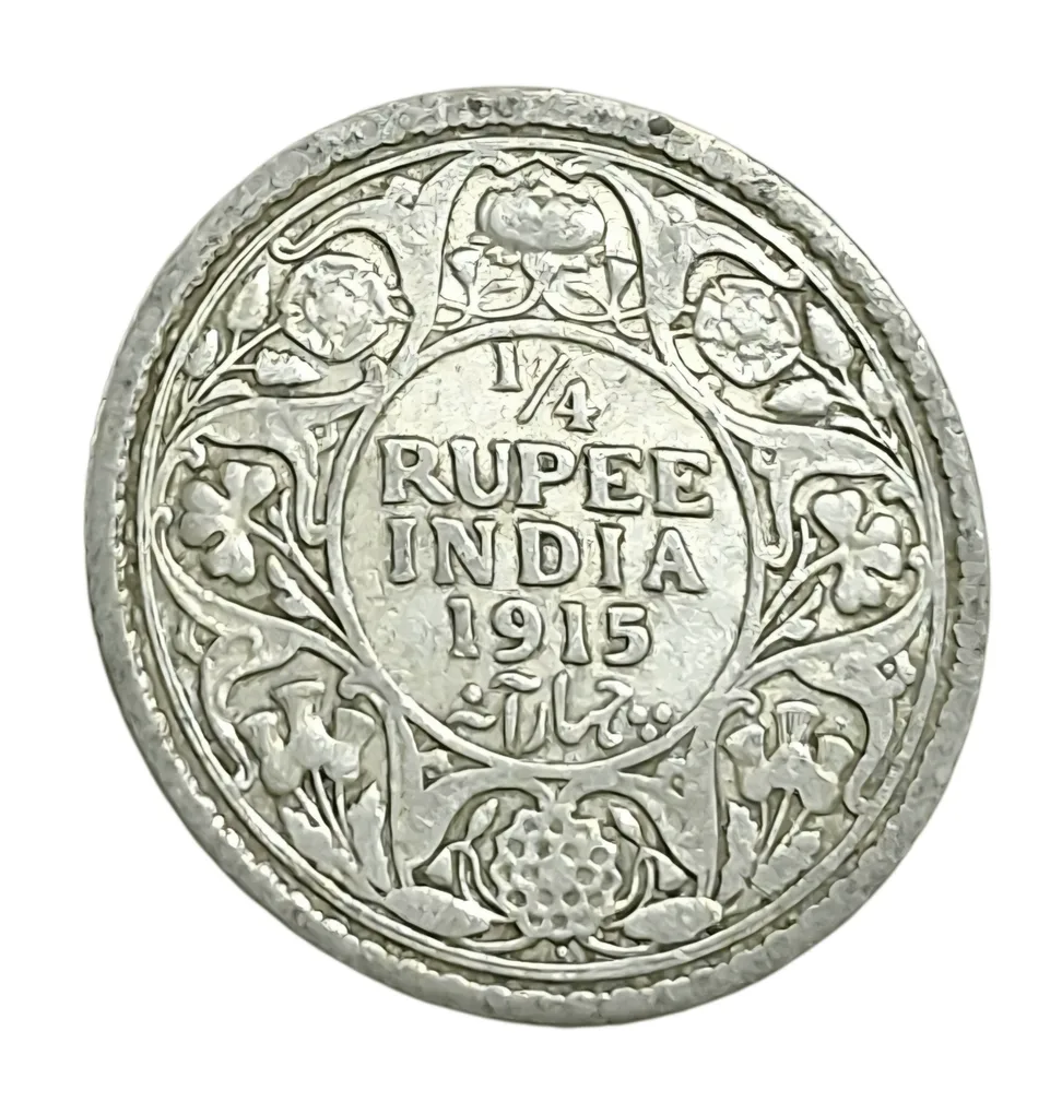 British India Silver 1/4 RUPEE Year 1915 King GEORGE-V **RARE** Collectable Grade.
