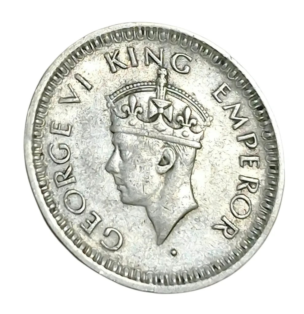 British India Mix Silver 1/4 RUPEE Year 194(5) Bombay Mint "LARGE 5" VARIETY Coin King GEORGE-VI **RARE** High Collectable Grade.