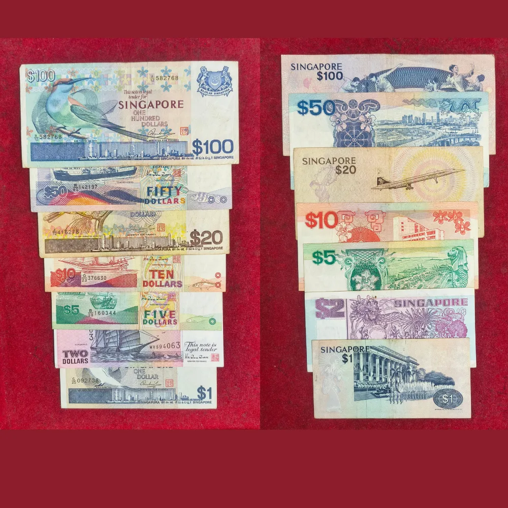 SINGAPORE 7 DIFFERENT DENOMINATION COMPLETE SET RARE ( 7 NOTE SET )