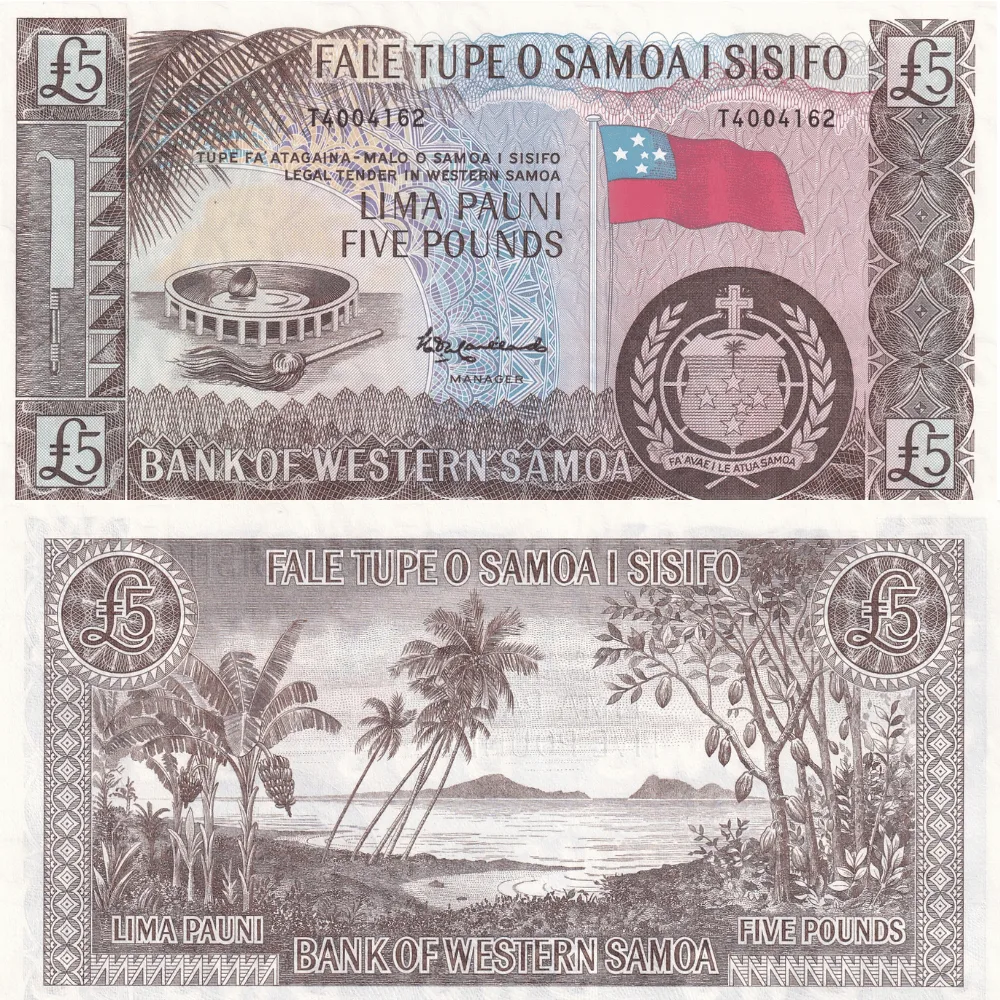 Samoa 5 Pounds Unc Rare Note