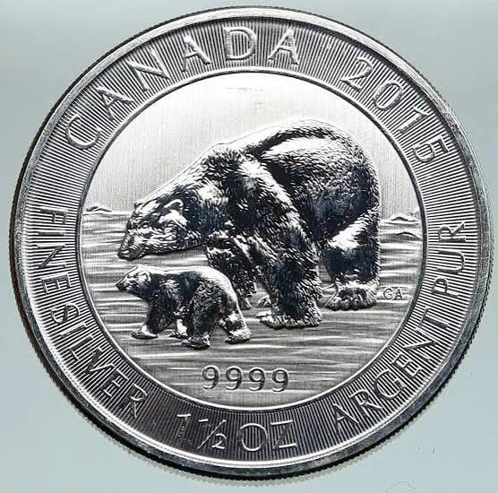Canada 8 Dollars -2015 Elizabeth II Polar Bear With Cub 1½ oz Gem Unc Coin #A2