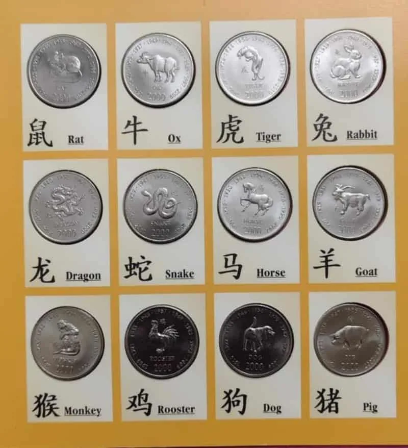 Somalia 12 Different 10 Shilling Lunar Series 2000 The 12 Chinese Zodiac Signs Mint Coin Set