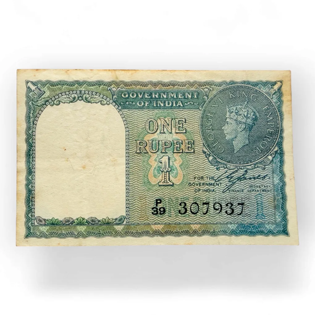 Re 1 British India Banknote Issue King George VI Signed By C E Jones Unique and Rare