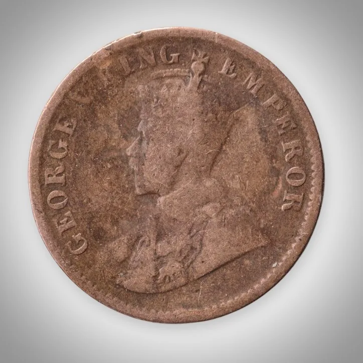 Rare One Quarter Anna 1912 King George V Calcutta Mint British India Coin # A624