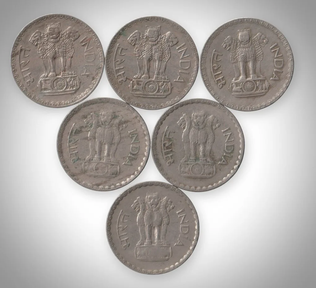 Rare 1 Rupee 1975-1981 Wheat Ears Series Set of 6 Coins Calcutta Mint Republic India
