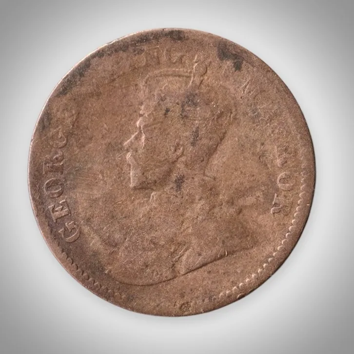 Rare One Quarter Anna 1913 King George V Calcutta Mint British India Coin # A625