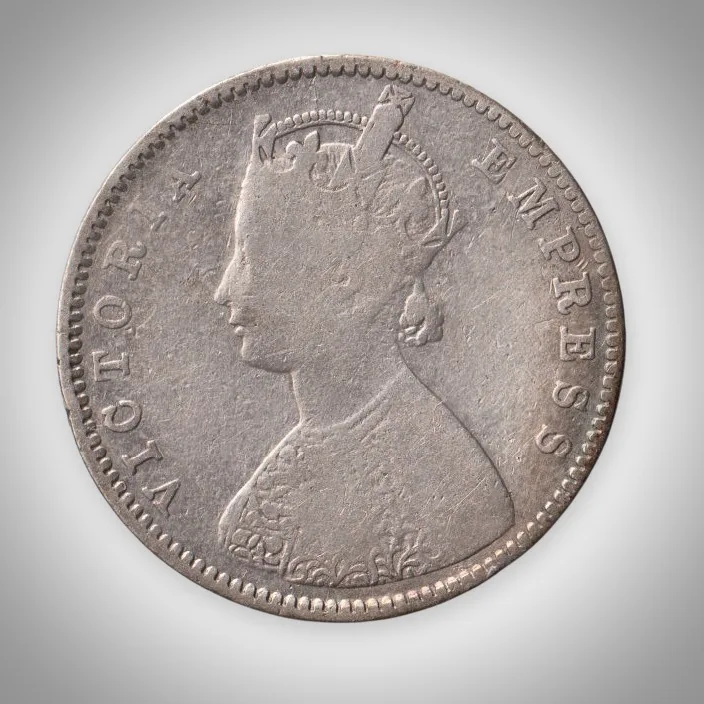 Rare Half Rupee 1897 Queen Victoria Empress Bombay Mint British India Silver Coin # A177