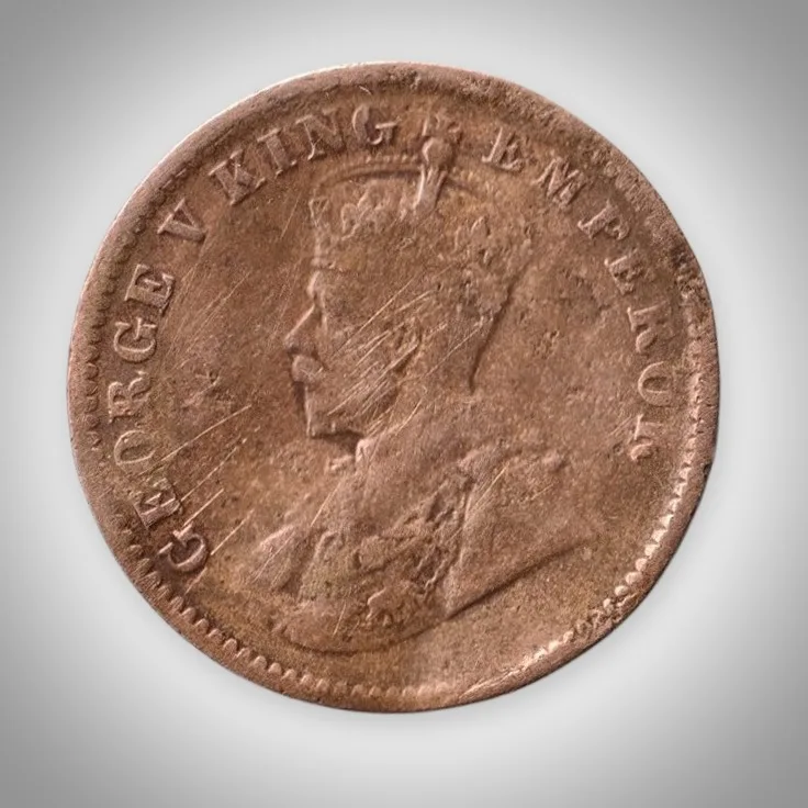 Rare 1/4 Anna 1919 King George V Calcutta Mint British India Coin # A628
