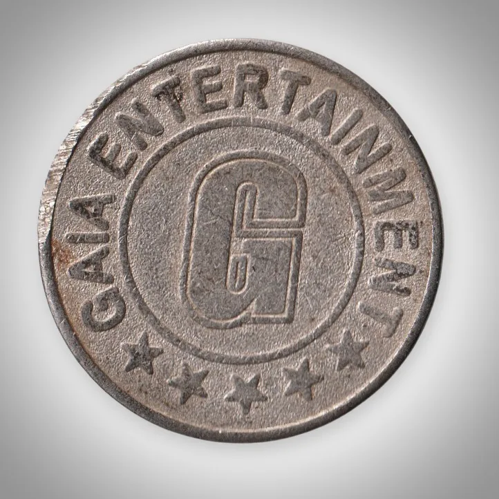 Gaia Entertainment Letter G Amusement Arcade Game Token 25 mm White Metal # A649