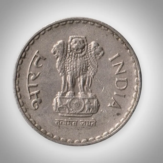 Rare 5 Rupees 2000 Lion Capital Foreign Mint Republic of India Cupro Nickel Coinage India Coin # A154