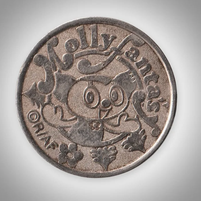 Molly Fanta's Cartoon Mascot Amusement Arcade Game Token 24 mm White Metal # A655