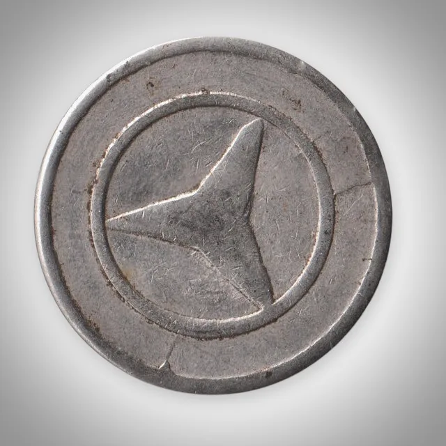 Five Pointed Star and Three Arm Device Amusement Arcade Game Token 22 mm White Metal # A657