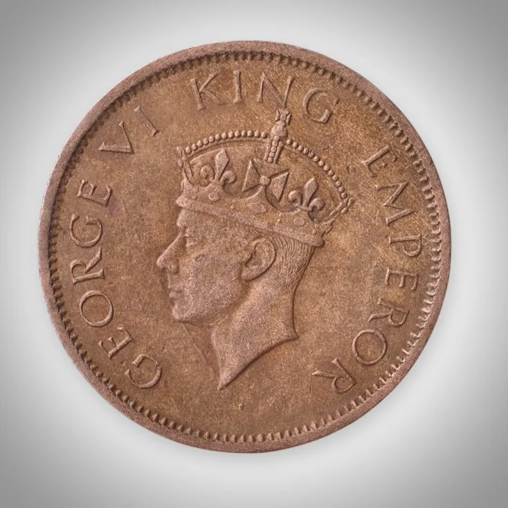 Rare One Quarter Anna 1940 King George VI Calcutta Mint British India Coin # A641