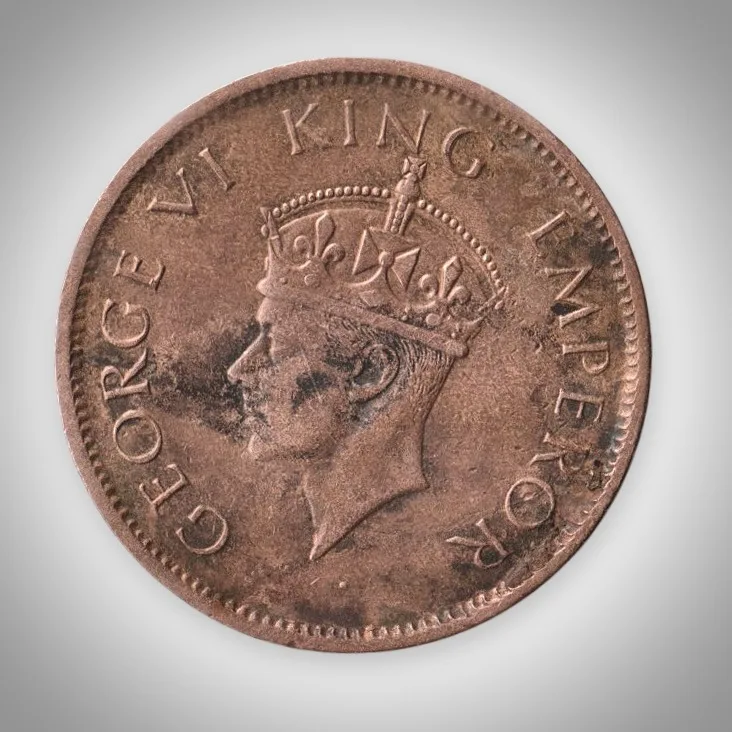 Rare One Quarter Anna 1941 King George VI Calcutta Mint British India Coin # A642