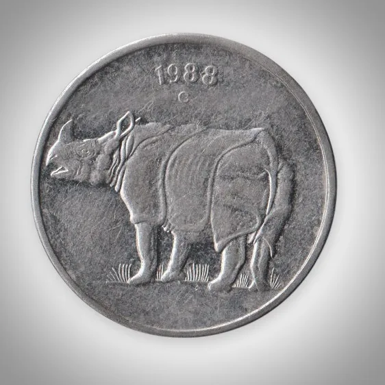 Rare 25 Paise 1988 C Mark Royal Canadian Mint of Ottawa, Canada Republic Coinage of India Coin
