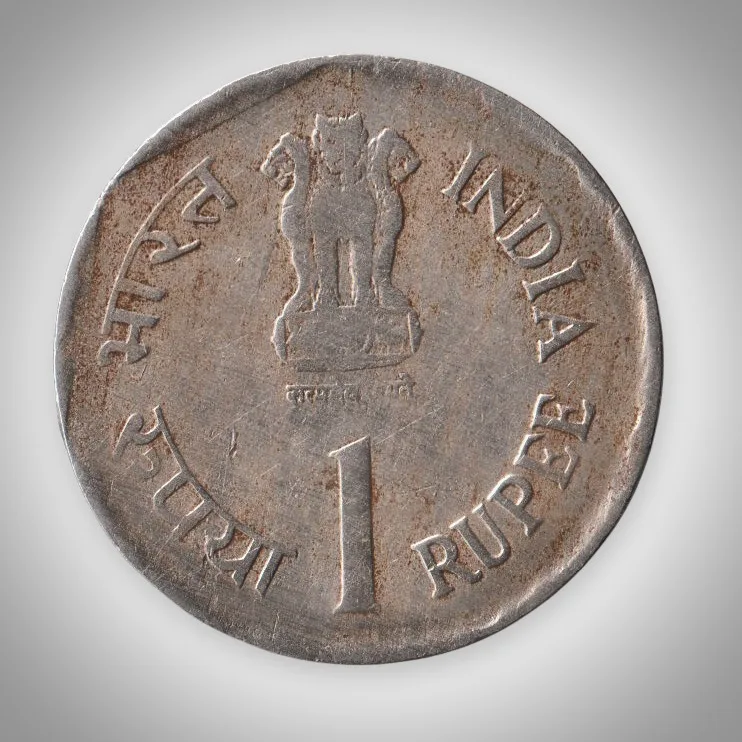 Extremely Rare 1 Rupee 1992 World Food Day Food and Nutrition Calcutta Mint Die Crack Error Republic India Coin # A315