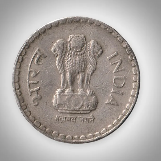 Rare 5 Rupee 1997 Republic India Noida Mint Coinage India Coin # A141