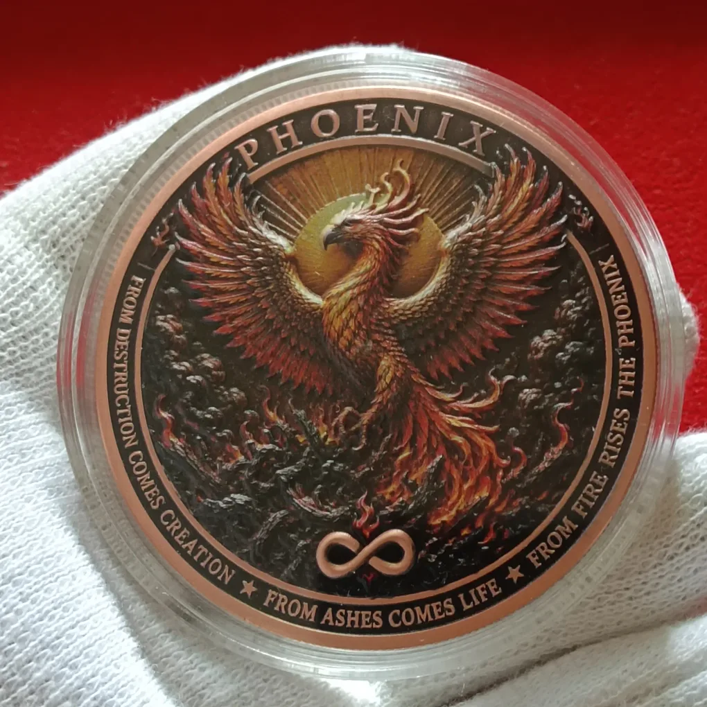 Rare Five Troy Ounces Copper Proof Coin ONE DOLLAR PHOENIX issued LIBERIA Year 2027