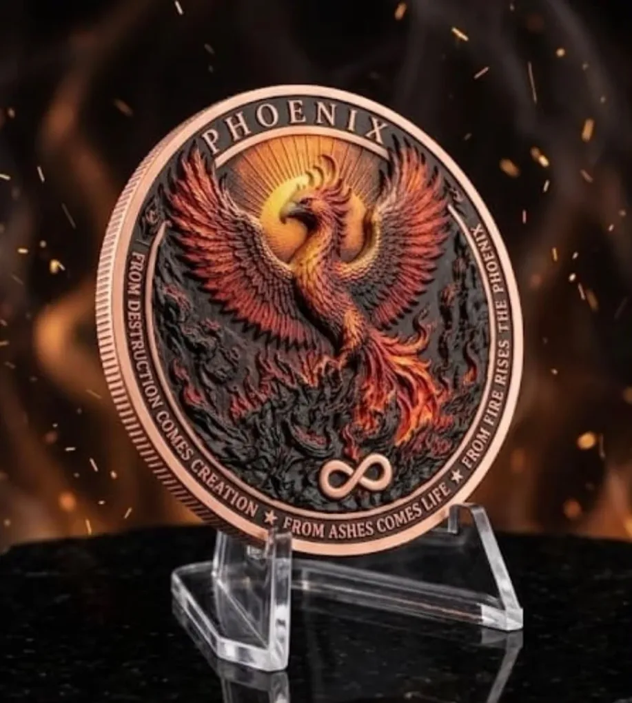 Rare Five Troy Ounces Copper Proof Coin ONE DOLLAR PHOENIX issued LIBERIA Year 2027