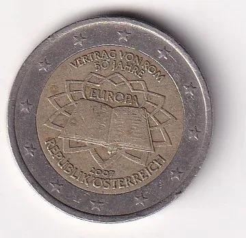 Austria 2 Euros (Treaty of Rome) 2007 Rare Bimetallic Commemorative Coin#R-89