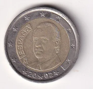 Spain 2 Euros 2002 (Juan Carlos I) Rare Bimetallic Coin#R-90