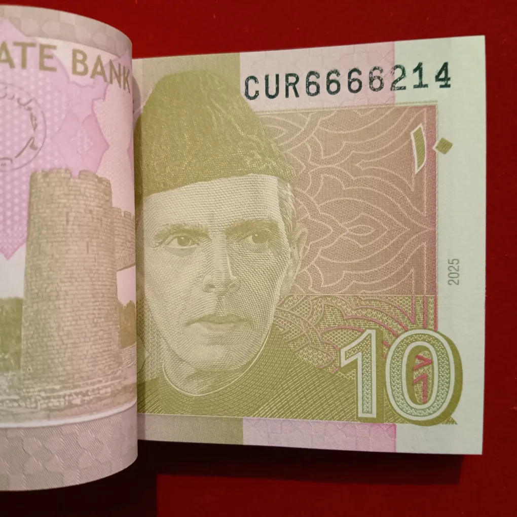 Rare 10 Rupees Semi Fancy Bundle 6666201 Year 2025 State Bank of Pakistan