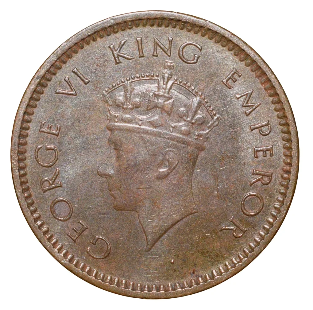 Bronze 1/2 Pice of George VI (AD 1939) of Calcutta Mint Head Type I About UNC Grade