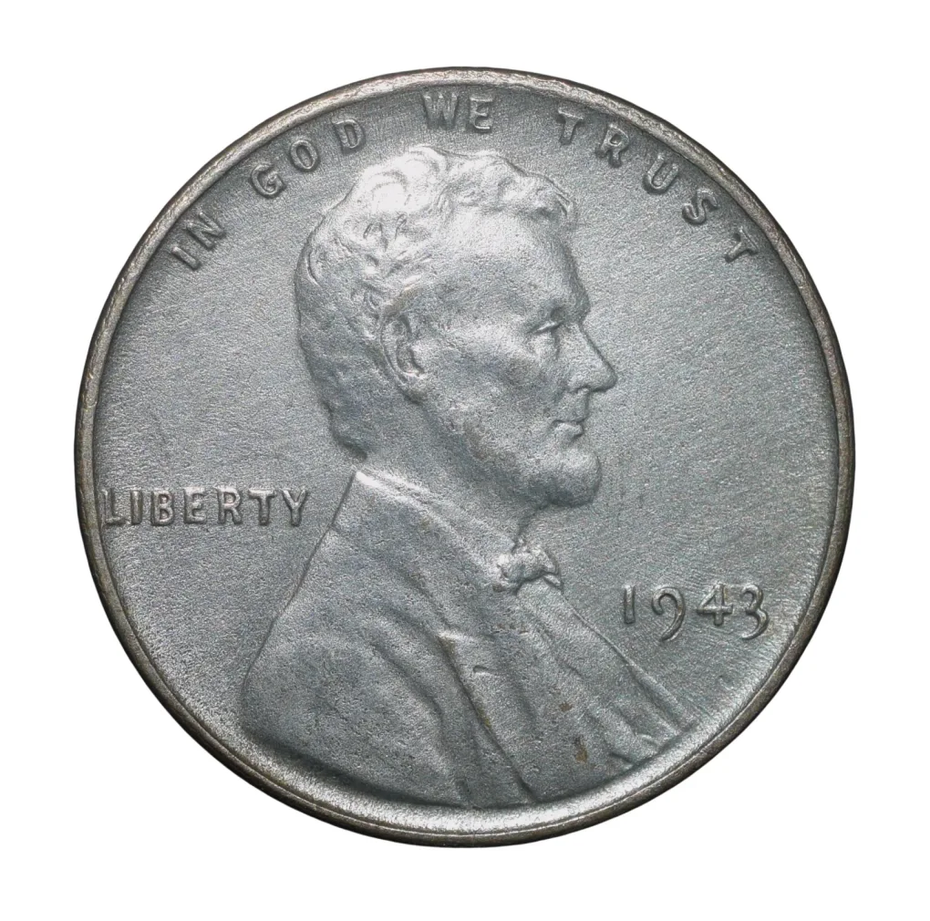 Old Zinc Plated Steel 1 Cent of USA (AD 1943) with Abraham Lincoln Very Rare