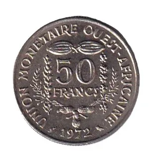 Western African States 50 Francs CFA 1972 Rare Unc Coin