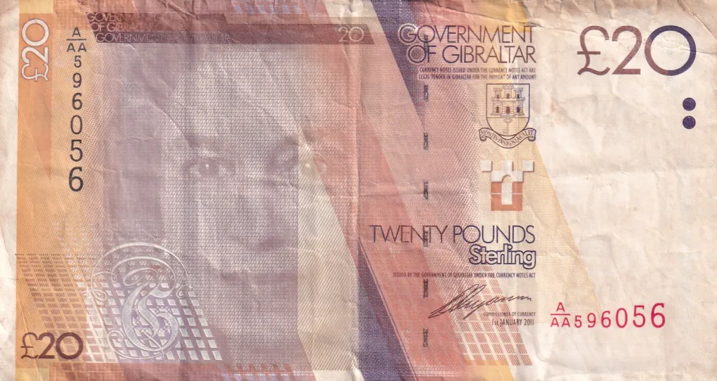 Gibraltar 20 Pounds - Elizabeth II HMS Victory Rare Note
