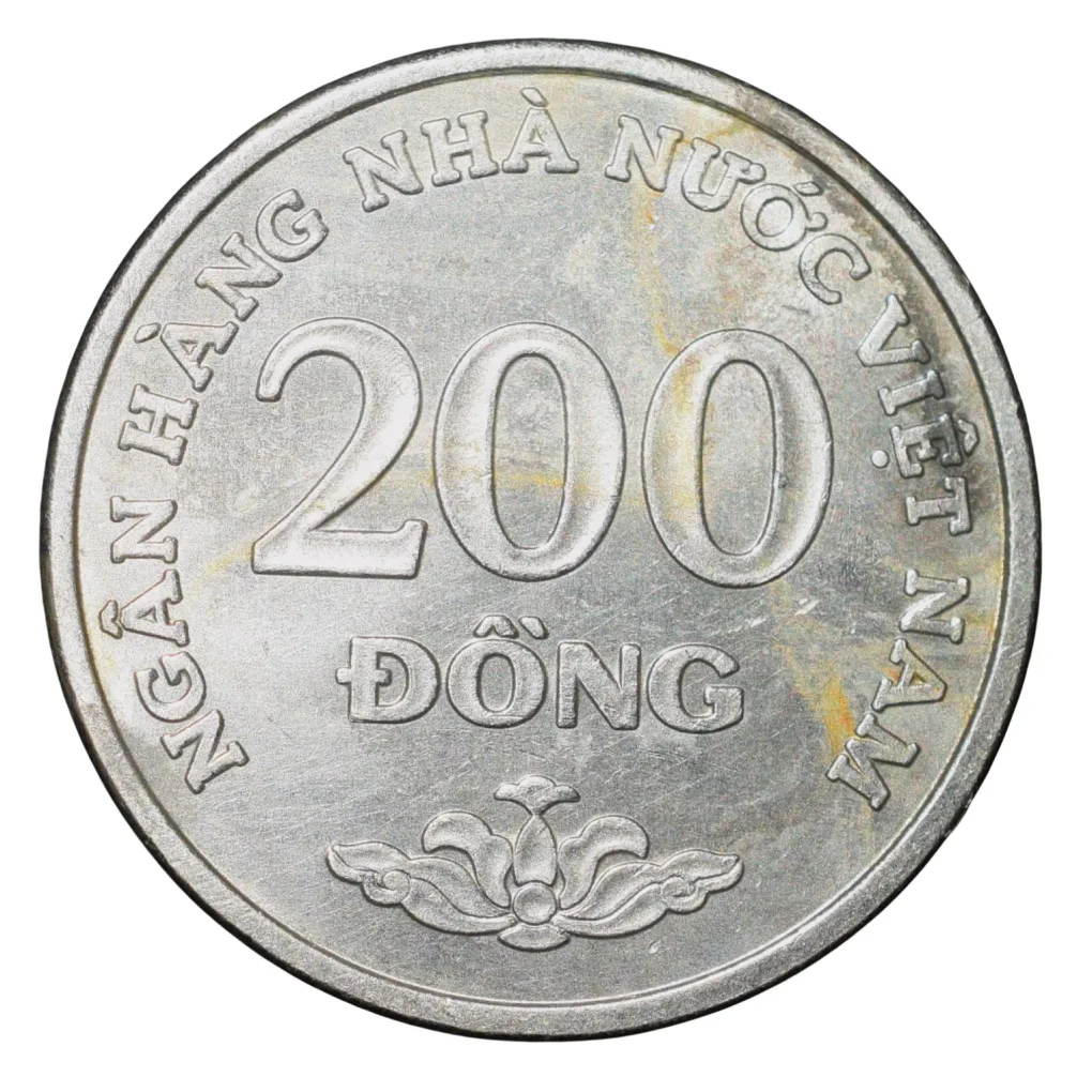 Nickel Plated Steel 200 Dong of Vietnam (AD 2003) with Coat of arms
