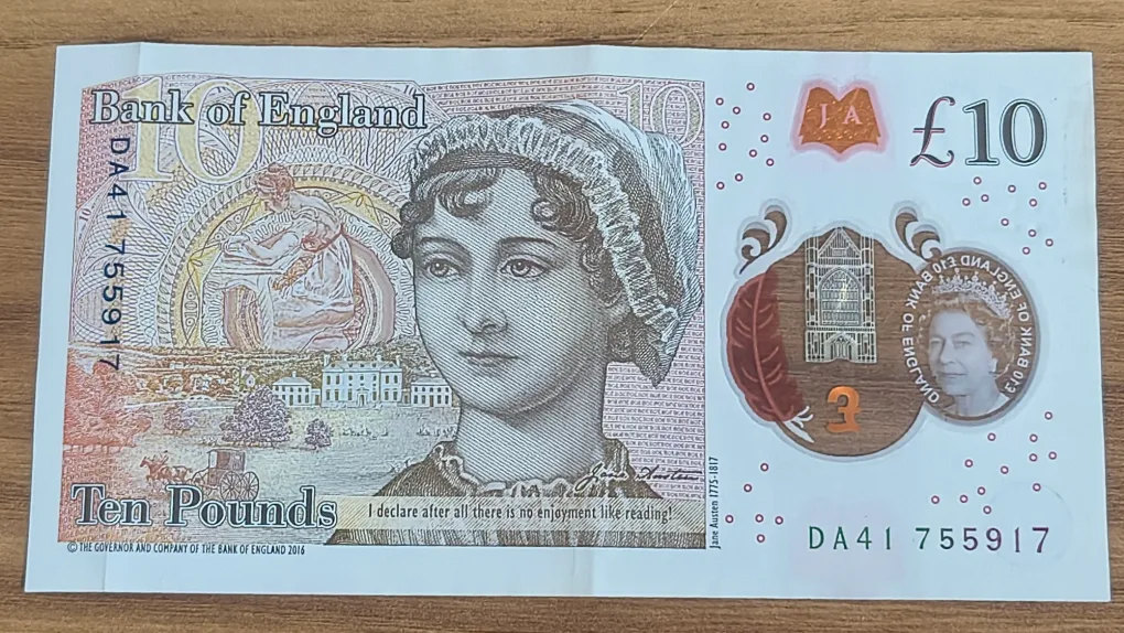 England 10 Pounds - Elizabeth II Jane Austen; Polymer Rare Note