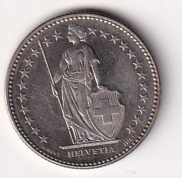 Switzerland 2 Francs (Helvetia standing) 2018 Rare Coin