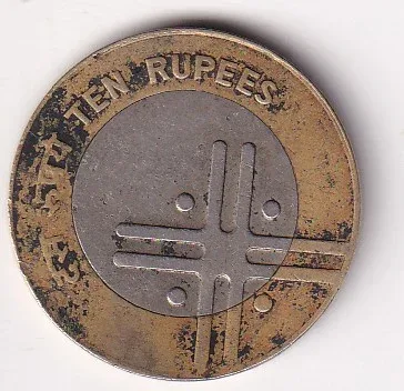 India 10 Rupees (Unity in Diversity) 2005 Rare Bimetallic Cross Coin