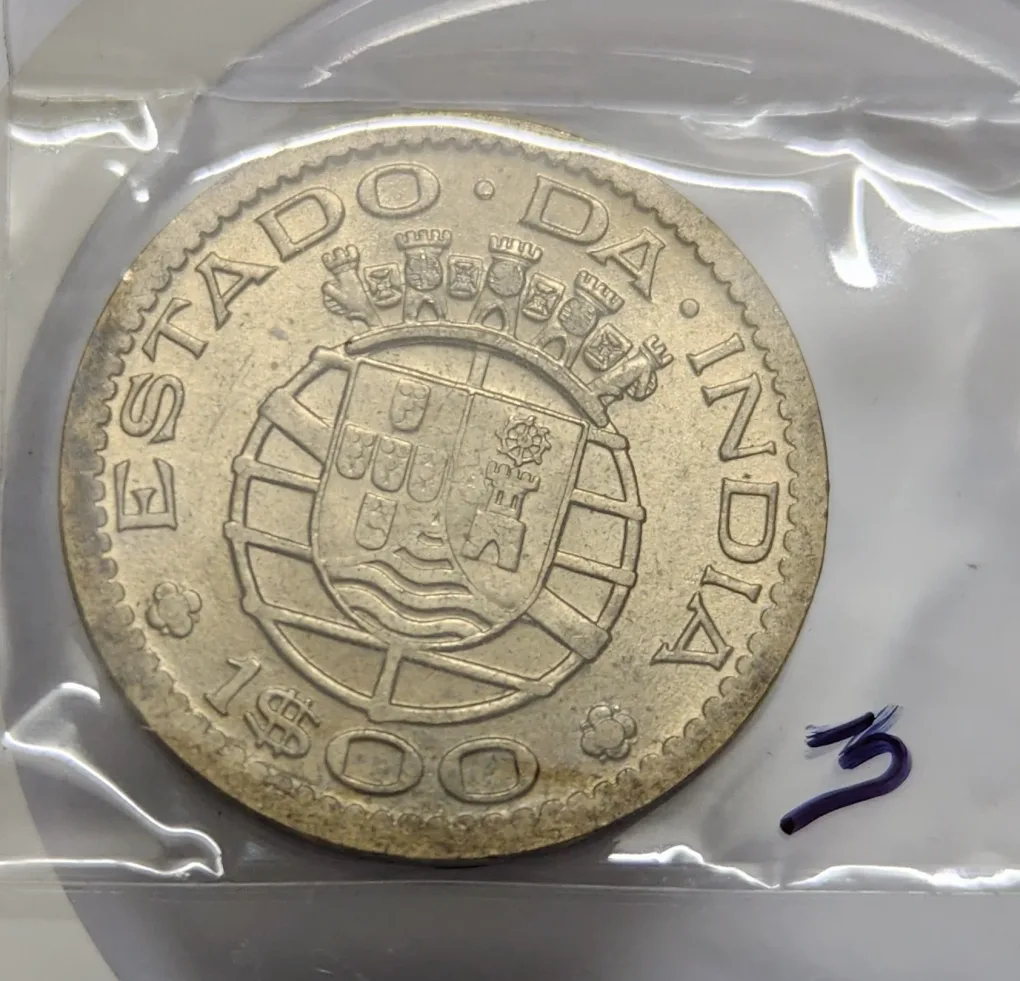 3 Escudos Portuguesa Copper Nickel Year 1959 Estado DA India UNC