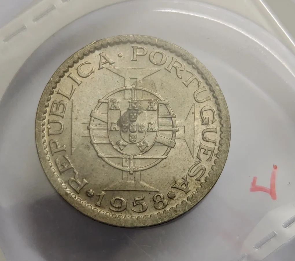 3 Escudos Portuguesa Copper Nickel Year 1958 Estado DA India UNC