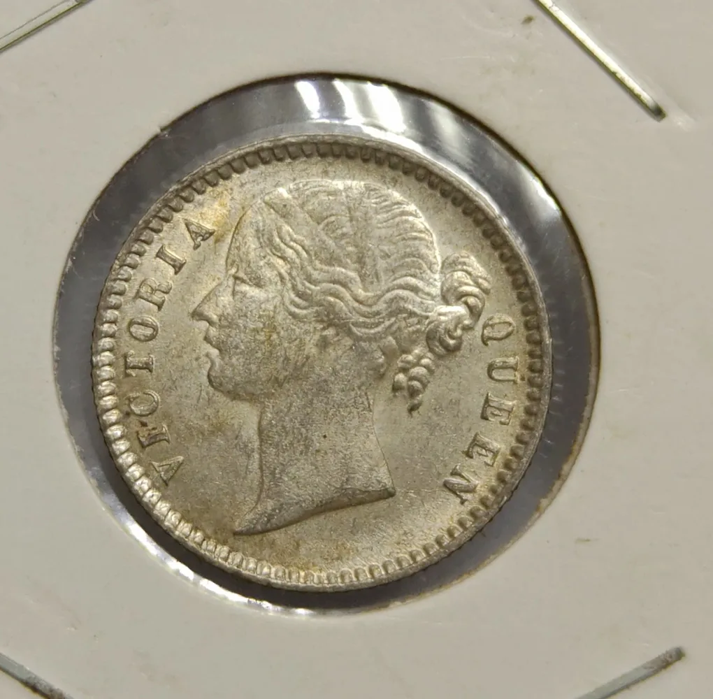 British India Victoria 1/4 Rupee 1840 Divided Legend Silver Coin Rare BUNC