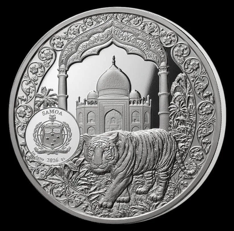 2026 Samoa – 5 Dollars | 93.3 g (3 Oz) | 50 mm | .999 Fine Silver | Proof High Relief | Gold-Plated 3D Sculpture | Box & COA | Limited Mintage: 999