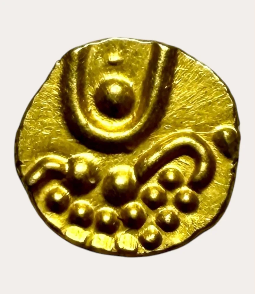 Viraraya Fanam Ganesh Motif Mysore Gold Fanam Issue Very Unique and Rare Gold Issue