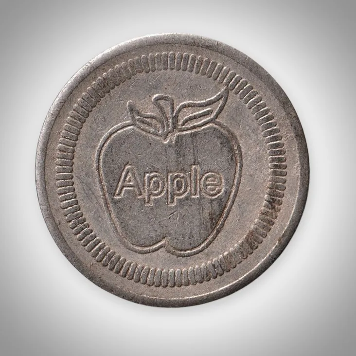 Apple and Golden Apple Chinese Legend Amusement Arcade Game Token 24 mm White Metal # A644